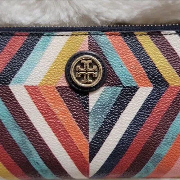 Tory Burch Continental Long Zip Around Wallet 👛 Rare Geometric Print Like New - Picture 2 of 10